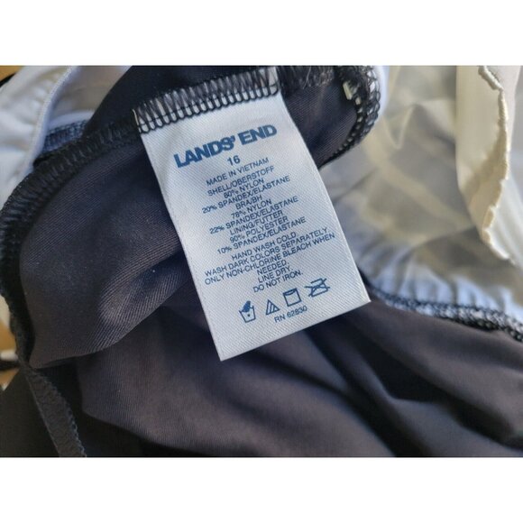 Lands End Womens Swim Top 16 Black Stripe Adjustable Wide Strap STR123E - Picture 7 of 8